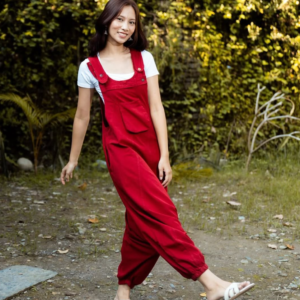 Boho Cotton Overalls – Women’s Relaxed Jumpsuit with Pockets & Elastic Cuffs