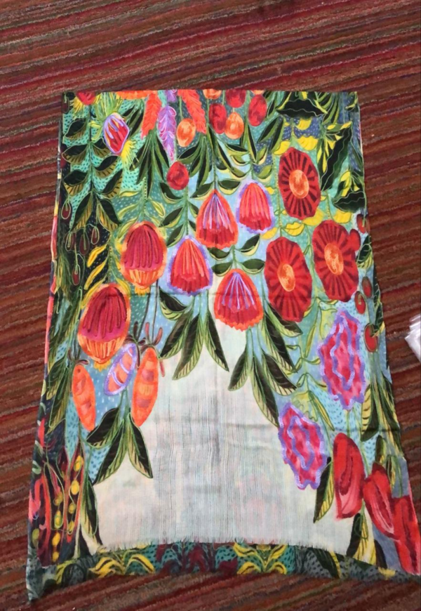 Bohemian Embroidered Scarf – Lightweight Floral Wrap for Women