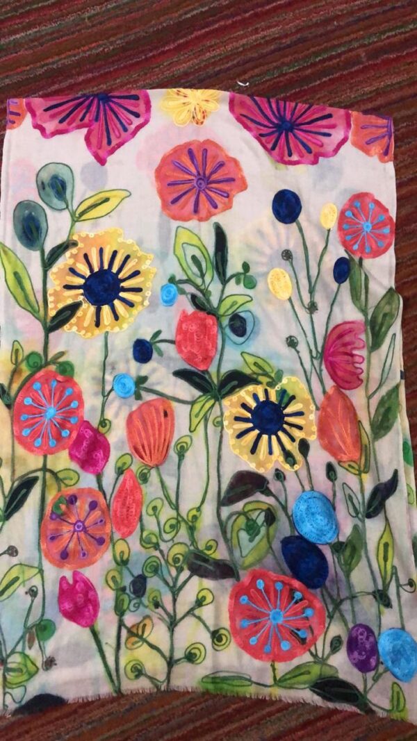 Bohemian Embroidered Scarf – Lightweight Wildflower Wrap for Women
