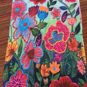 Bohemian Embroidered Scarf – Lightweight Wildflower Garden Wrap for Women