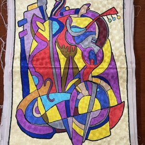 100% Wool Embroidered Wall hanging – Embroidered Instrumental Tapestry
