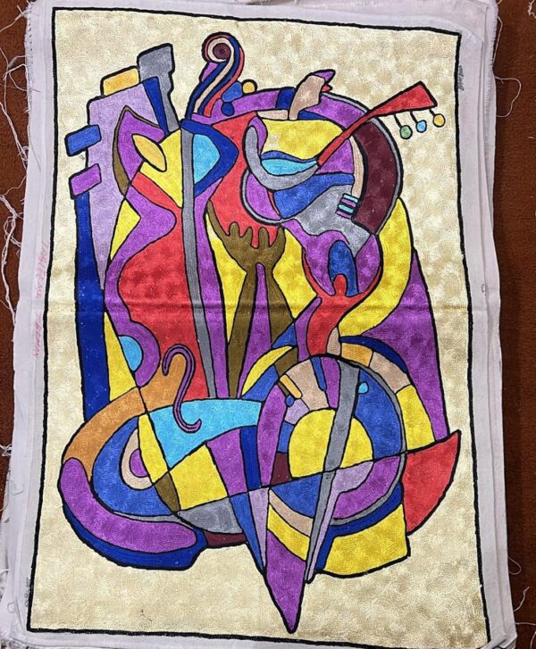 100% Wool Embroidered Wall hanging – Embroidered Instrumental Tapestry