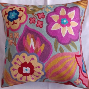 Embroidered Pillow Cover – Abstract Floral Bohemian Home Décor