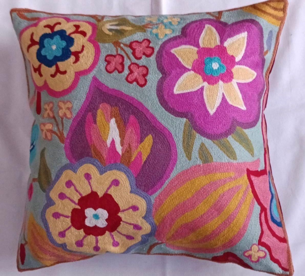 Embroidered Pillow Cover – Abstract Floral Bohemian Home Décor