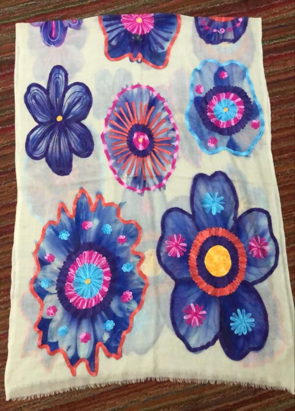 Bohemian Embroidered Scarf – Lightweight Bloom Wrap for Women