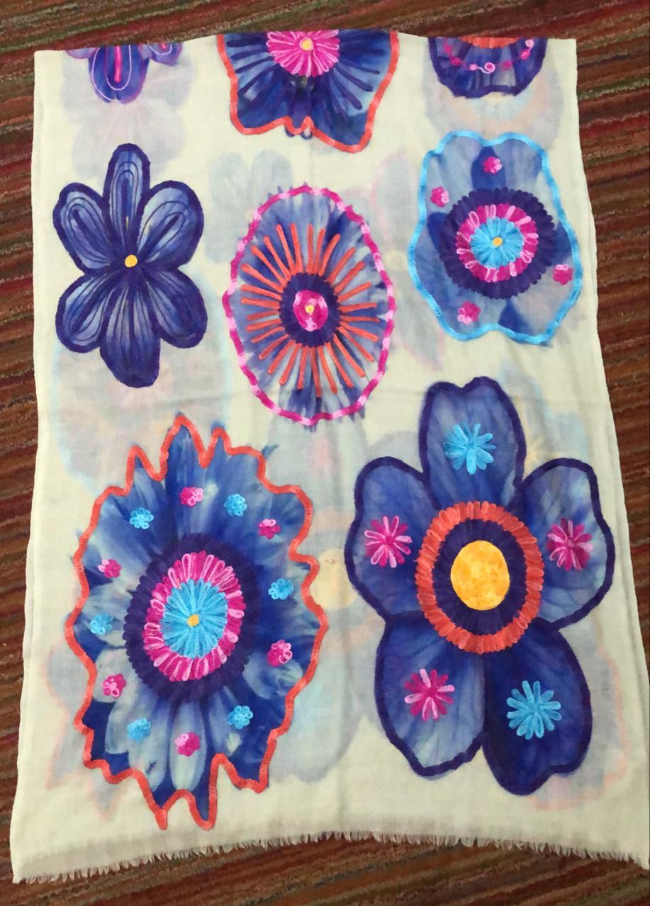 Bohemian Embroidered Scarf – Lightweight Bloom Wrap for Women