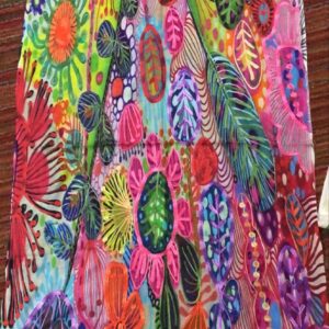 Bohemian Embroidered Scarf – Lightweight Abstract Bloom and Foliage Wrap for Women
