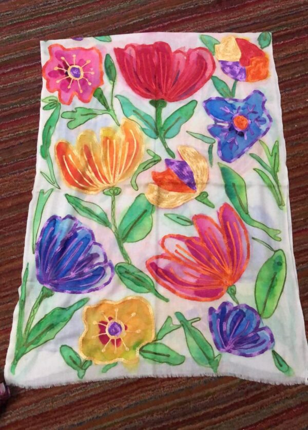 Bohemian Embroidered Scarf – Lightweight Floral Wrap for Women
