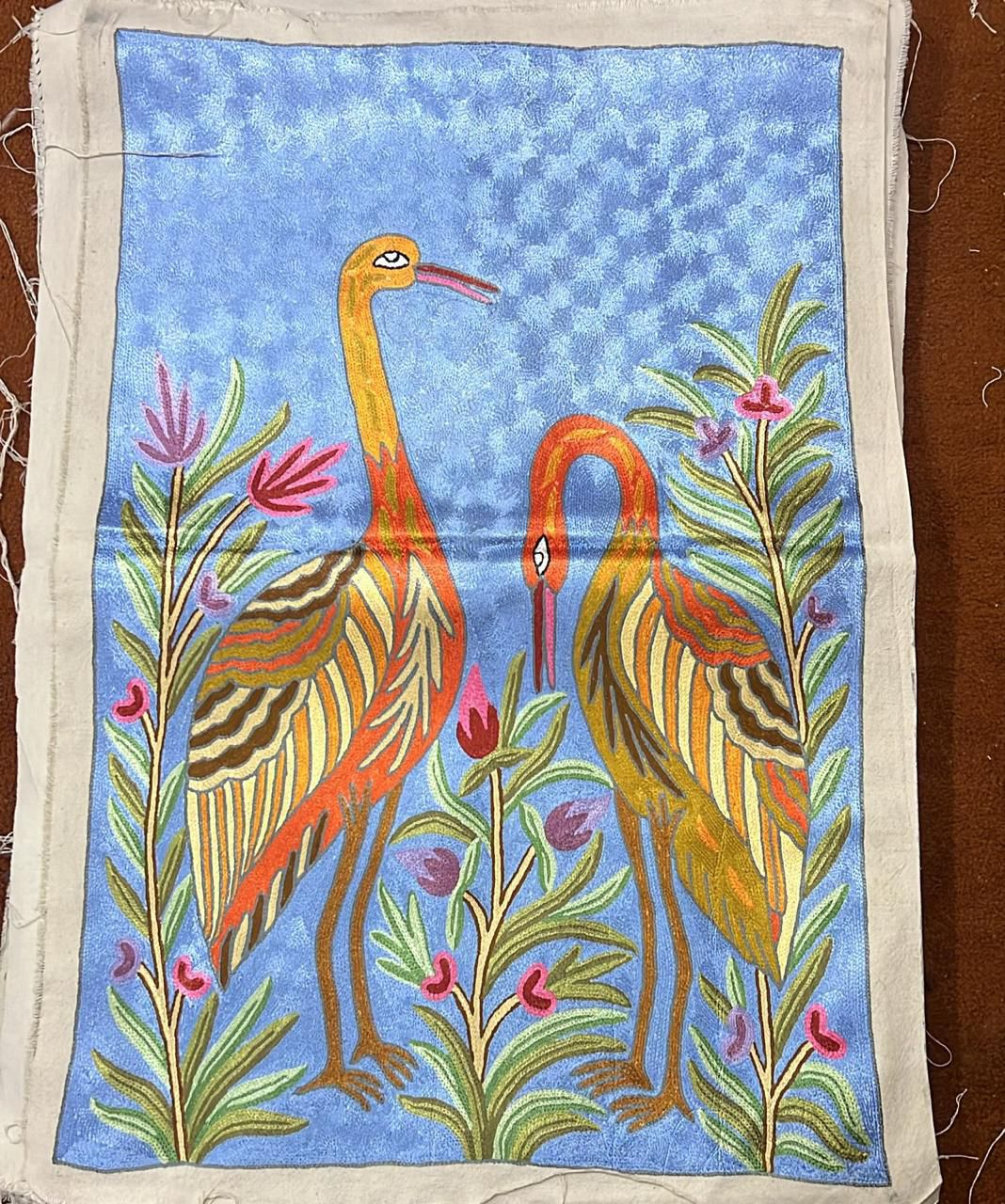 100% Wool Embroidered Wall hanging – Bird Tapestry