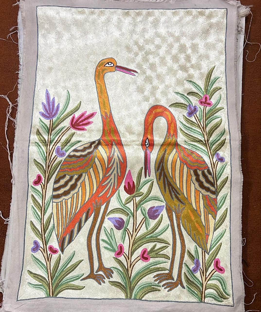 100% Wool Embroidered Wall hanging – Bird Tapestry