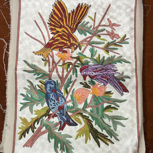 100% Wool Embroidered Wall hanging – Songbird Tapestry