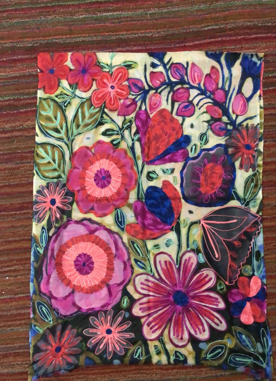 Bohemian Embroidered Scarf – Lightweight Bloom Wrap for Women