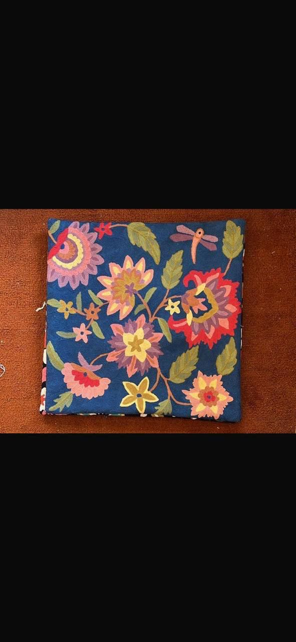 Embroidered Pillow Cover – Abstract Leaf and Bloom Home Décor