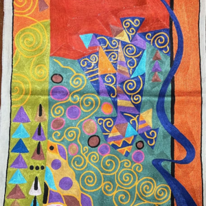 100% Wool Embroidered Wall hanging – Abstract Festive Tapestry