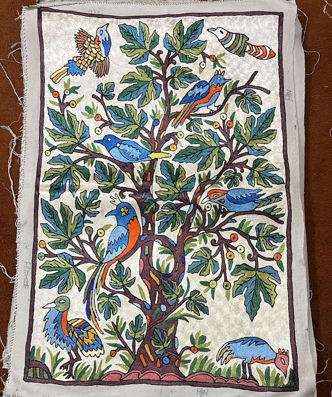 100% Wool Embroidered Wall hanging – Tree Life Scenic Tapestry
