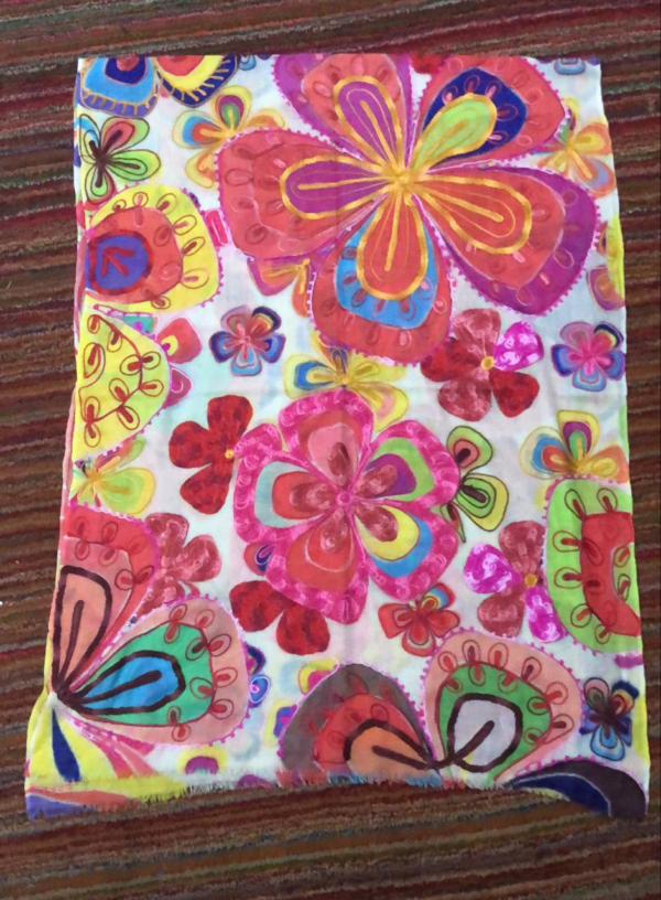 Bohemian Embroidered Scarf – Lightweight Blossom Wrap for Women
