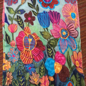 Bohemian Embroidered Scarf – Lightweight Flower Garden Wrap for Women