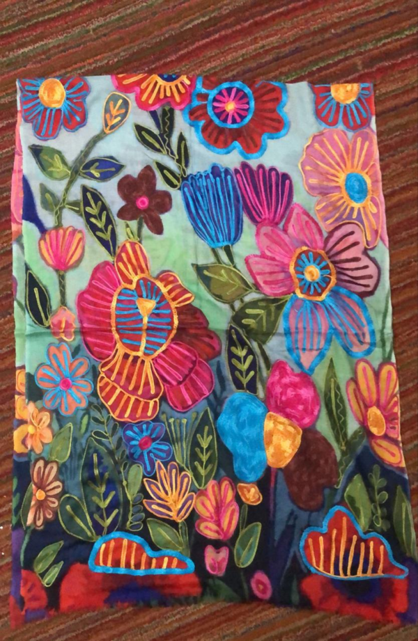 Bohemian Embroidered Scarf – Lightweight Flower Garden Wrap for Women